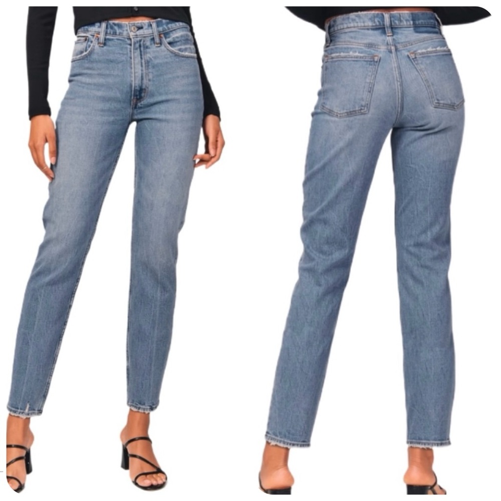 ABERCROMBIE & FITCH Jeans Women’s 6 Blue The Mom High Rise Distressed LIKE NEW
